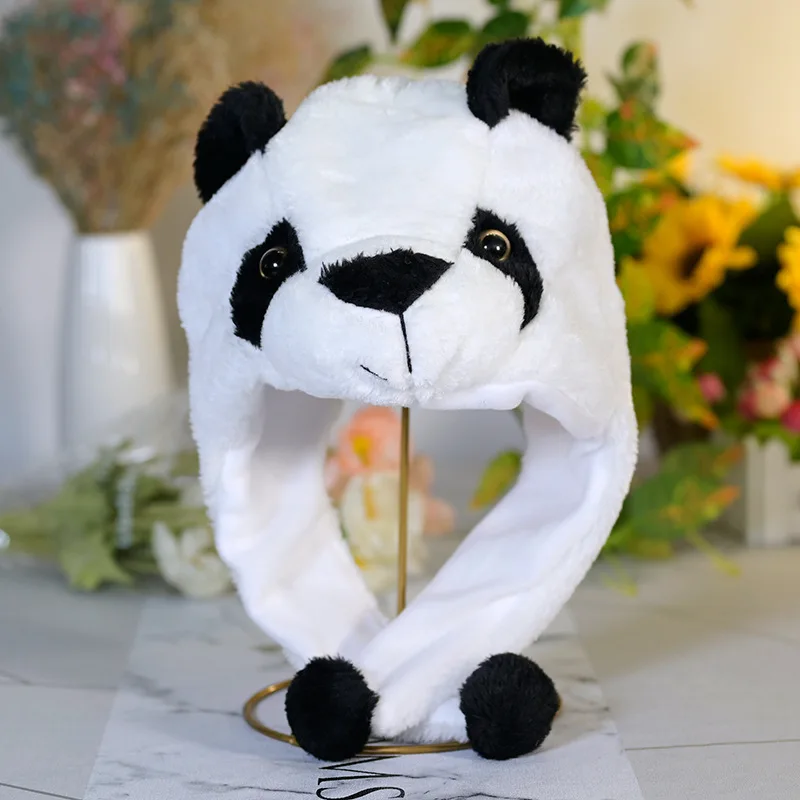 New Plush Animal Hat Cartoon Animal Bunny Bear Funny Panda Penguin Vertically Plush Short Hat Cute Caps for Kids Adult Women Men