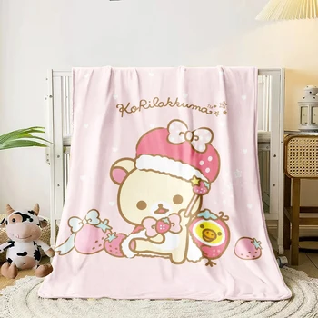 Rilakkuma 귀여운 담요, 따뜻하게 유지할 수 있는 생일 선물, 슈퍼 귀여운 얇은 담요, 휴대용 안티 필링 피크닉