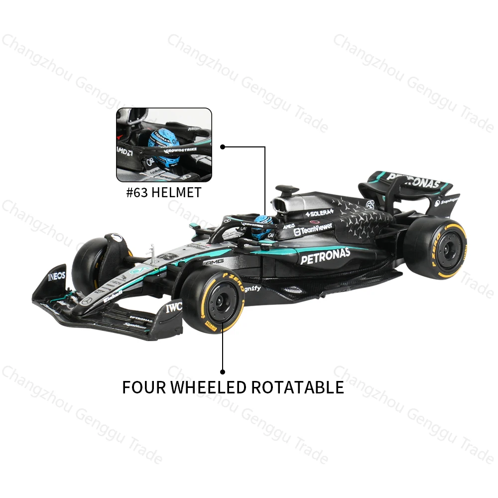 Bburago 1:43 مرسيدس AMG 2025 W16 E الأداء محاكاة ثابتة دييكاست سبيكة نموذج F1 سباق صيغة سيارة صندوق أكريليك #3
