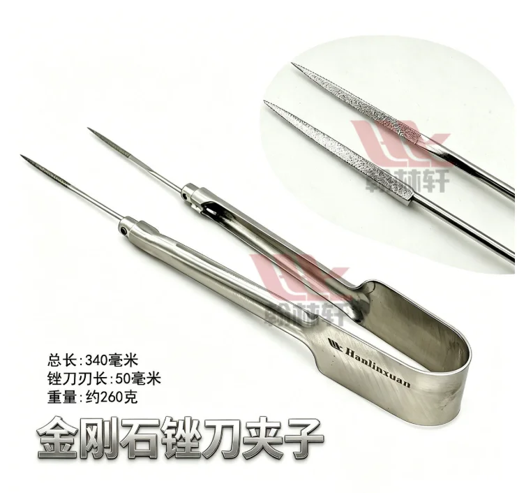 Diamond file holder, clamp, cutter, triangular file, glassblowing tool, highball glass cutter