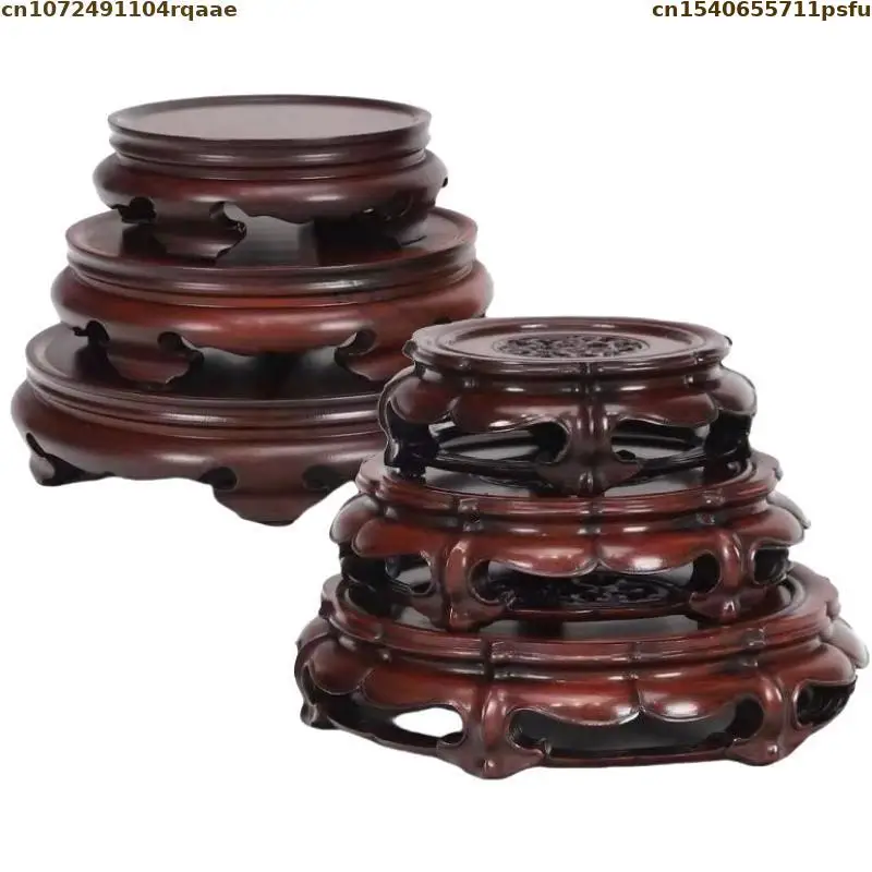Retro Miniature Wooden Base Crafts Coffee Tea Sets Pedestal Figurine Vase Flower Pot Sorting Table Incense Burner Display Stand