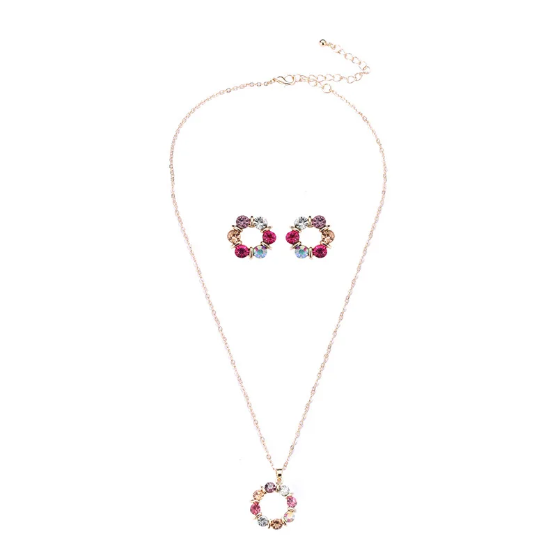 

Multicolor Zircon Jewelry Set Elegant Necklace and Earrings for Women Minimalist Luxury Gifts Set with Sparkling Gemstones