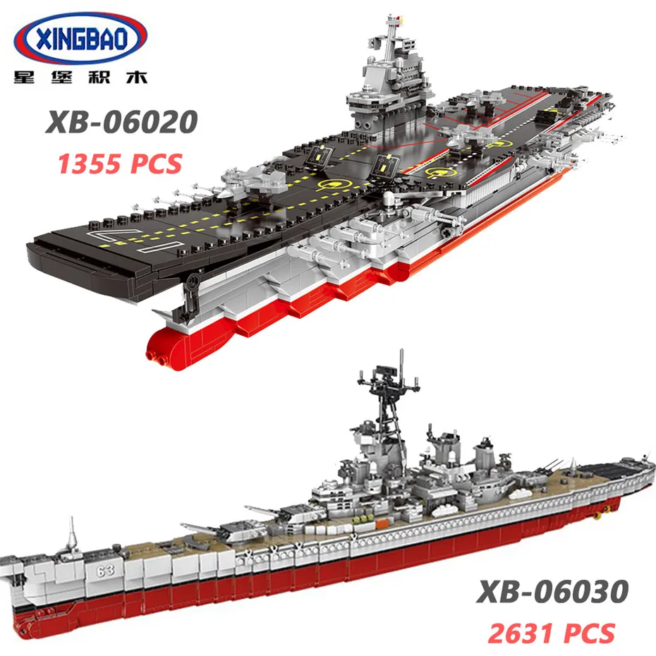 XINGBAO WW2 Military Series The Aircraft Ship USS Missouri Battleship Building Blocks Sets Battle Bricks Battle Ships Model Kit