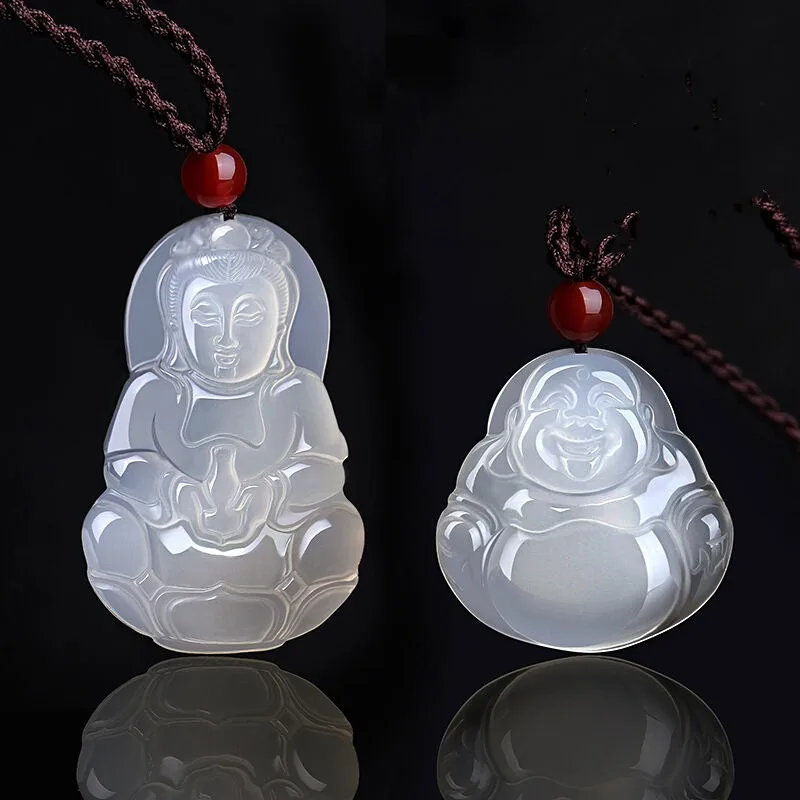 Chalcedony Buddha Guanyin Pendant Men's Pendant Jewelry Pendant Chalcedony Agate