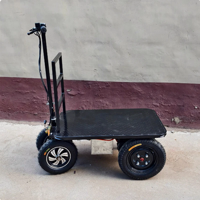 Wholesale heavy-duty electric trolley 4-wheel metal platform trolley, suitable for agricultural warehouses, industrial logistics
