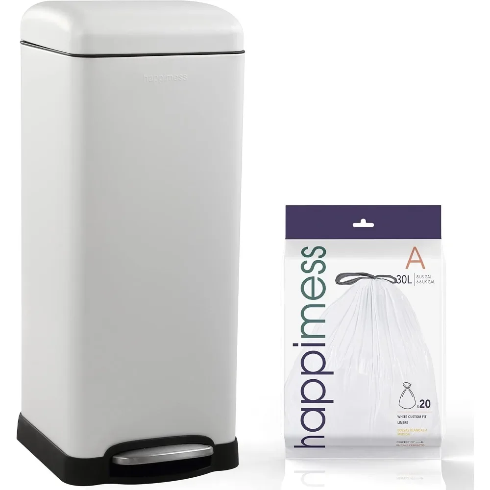 

Betty Retro 8 Gallon Step Open Soft Close Trash Can Fingerprint Resistant Minimalist White