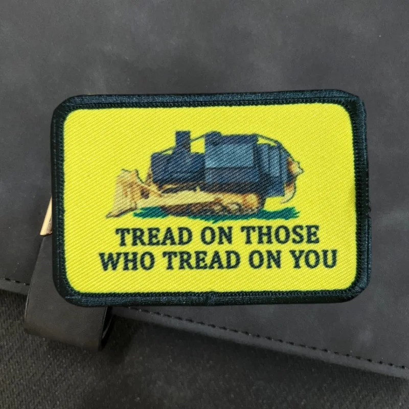 Killdozer Tread on Those Who Tread on You Gadsden Flag Morale Badge Army Military Patch Hook&Loop Tactical Backpack Hat Stickers view 3