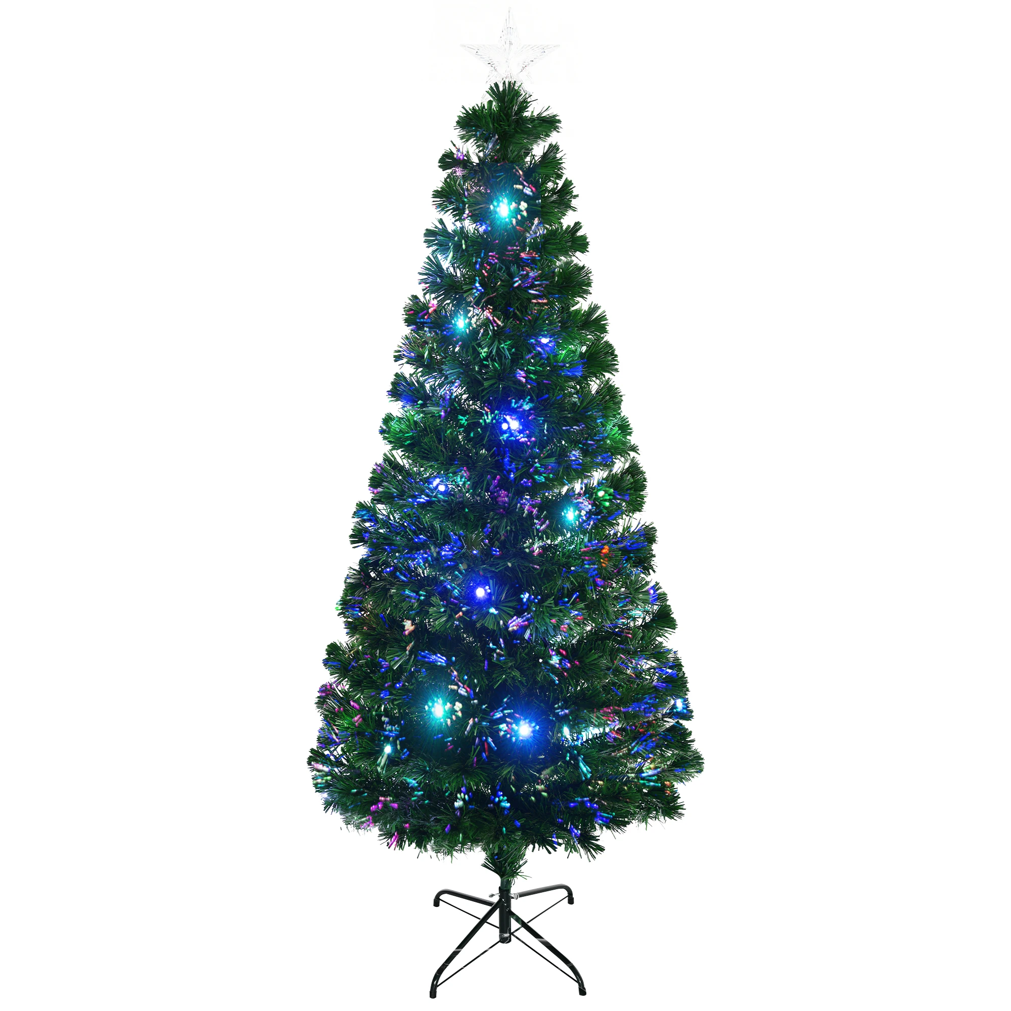 6' Pre-Lit Fiber Optic Artificial Christmas Tree Colorful Led Lights Decorations