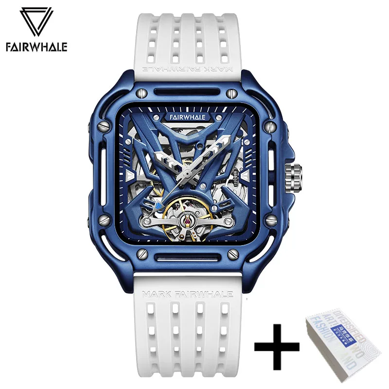 Mark Fairwhale Automatic Watch For Men Fashion Skeleton Square Watch Luxury Tourbillon Mechanical Wristwatch Man Reloj Hot Sell