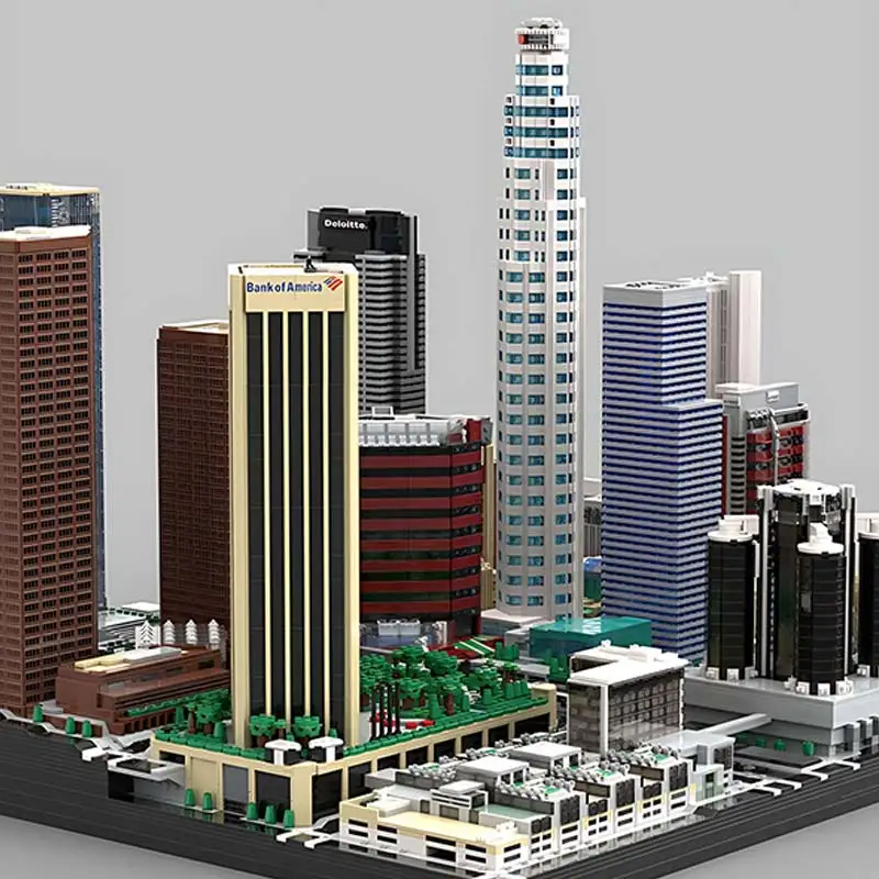 Modern Downtown Los Angeles Architectural Complex Building Blocks City Landmark Architecture Model Bricks Toy Children\'s Gifts