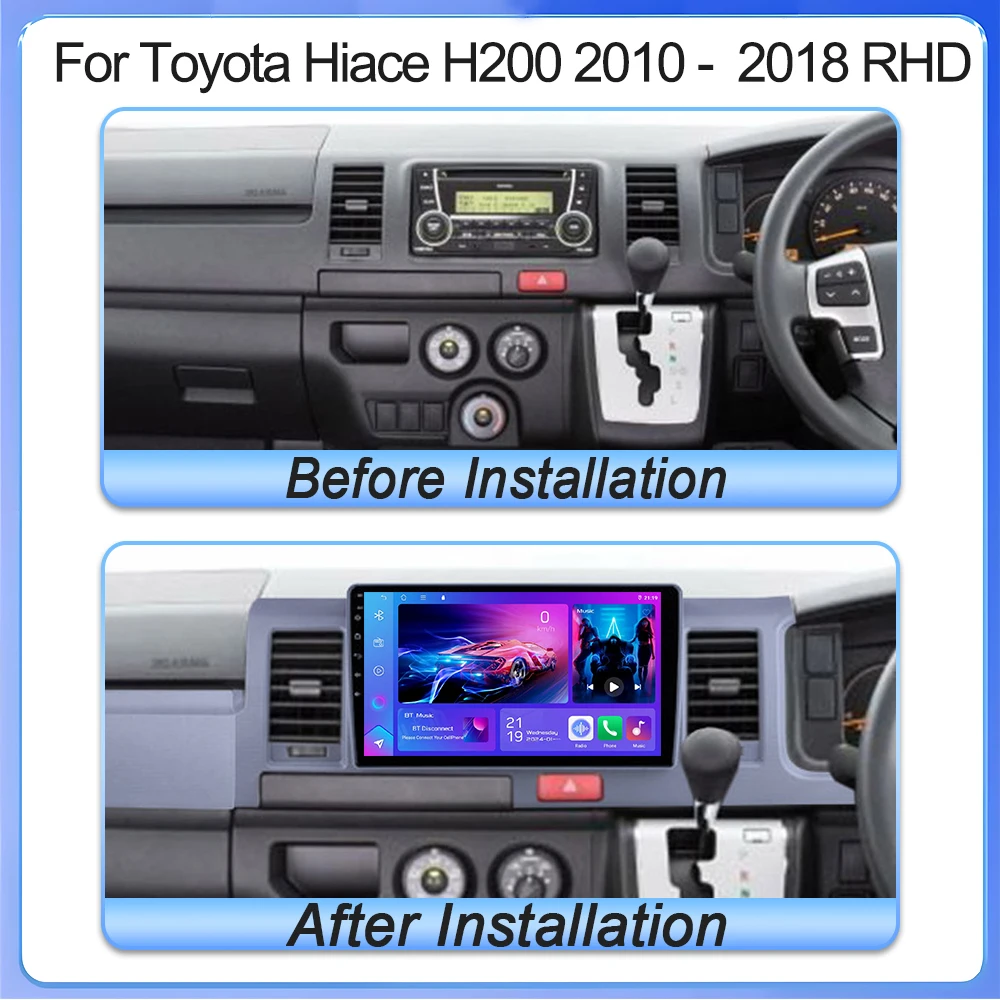 For Toyota Hiace H200 2010 2011 2012 2013 2014 2015 2016 2017 2018 Rhd Navigation GPS Touch Screen Wireless Carplay Autora Wifi