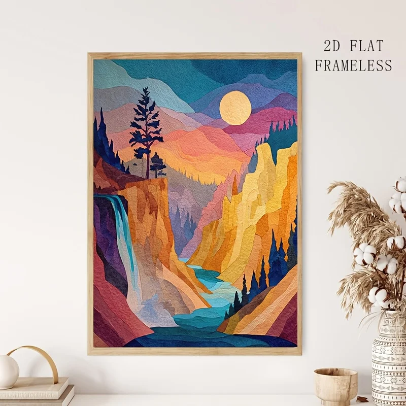 2027,1pc, Frameless, Multiple Sizes, Posters & Prints, Canvas Painting; Pastel Yosemite Oil Painting Prints Retro Mid-Century