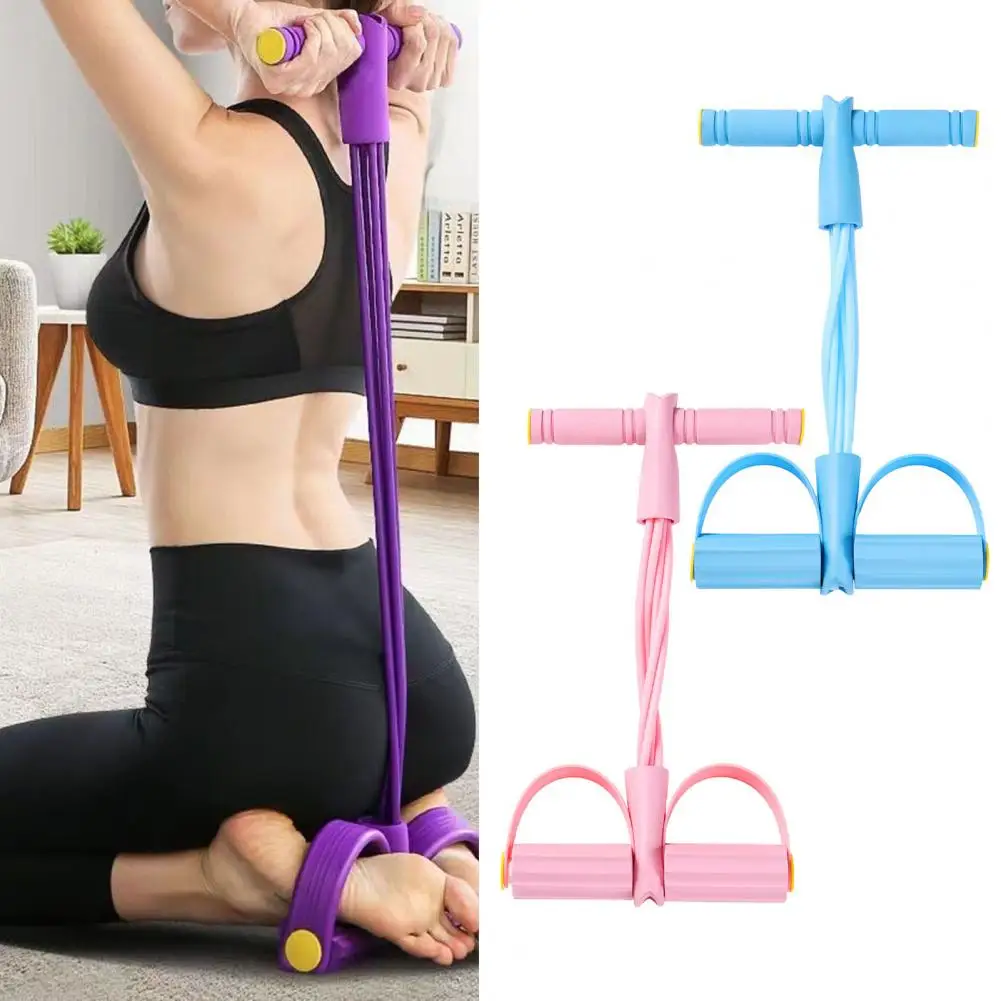 6/8-Tube 42cm Pedal Puller Resistance Band With Handle Elastic Yoga Sit-up Pull Rope Pedal Tensioner Exerciser Workout Equipment