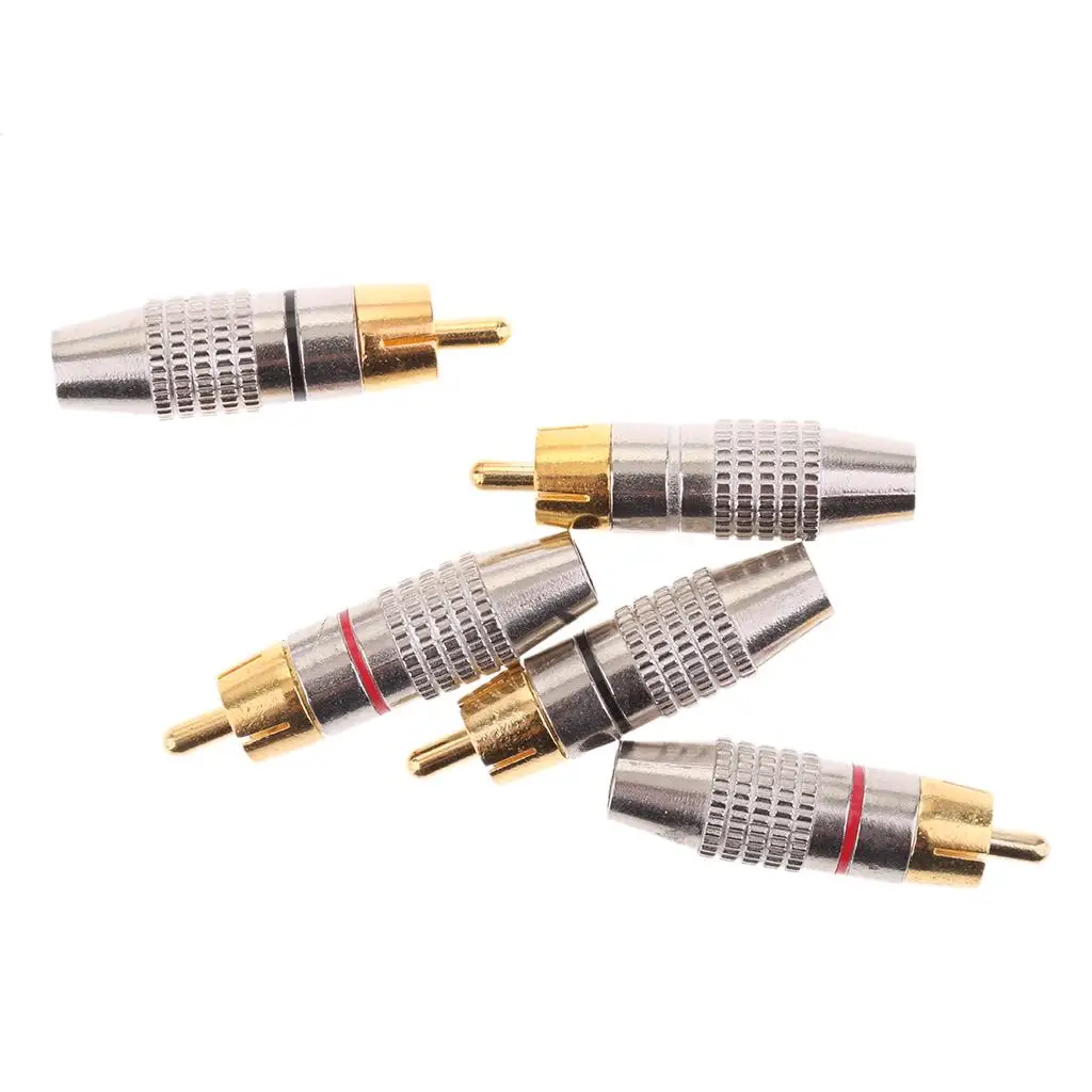 RCA Connector Solderless Plug Male Audio Adapter Copper Material for Video Player Accessories