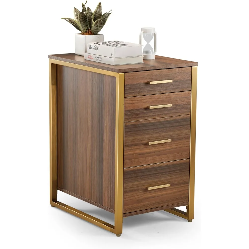 Nightstand with Drawers, Bedside Table with 4 Drawers, Wood Modern Nightstand File Cabinet for Home Office