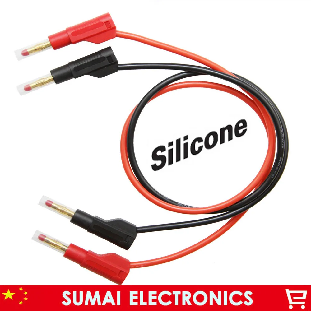 2 PCS multimeter test line with 4mm copper plated gold plug,13 AWG Ultra soft silicone cable, CATIII 600V /32A