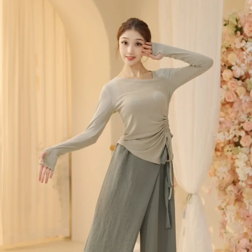 

Dance suit female classical dance adult tight drawstring modern dance performance top