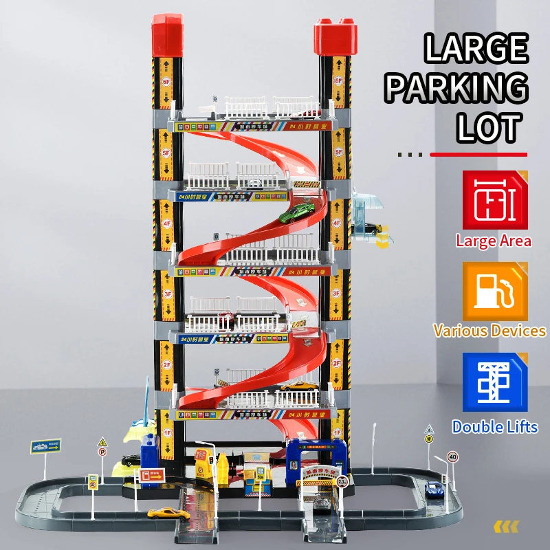 เด็กติดตามที่จอดรถ Creative ASSEMBLY TRACK รถรางของเล่น 2 รถโลหะผสมผจญภัยปริศนา Splicing ที่จอดรถเมืองของเล่น