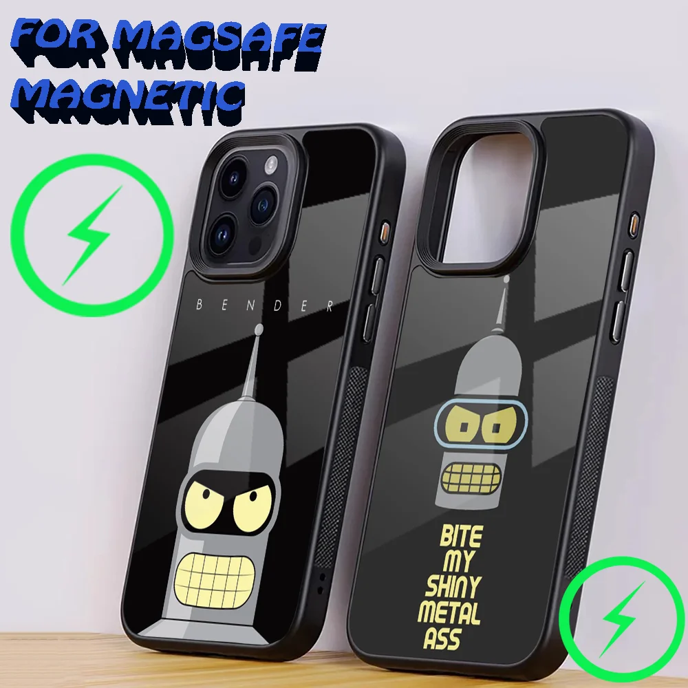 Anime Phone Case For iPhone 15,14,13,12,11,Plus,Pro,Max Mini Magsafe F-Futurama B-Bender Magnetic Wireless Charging