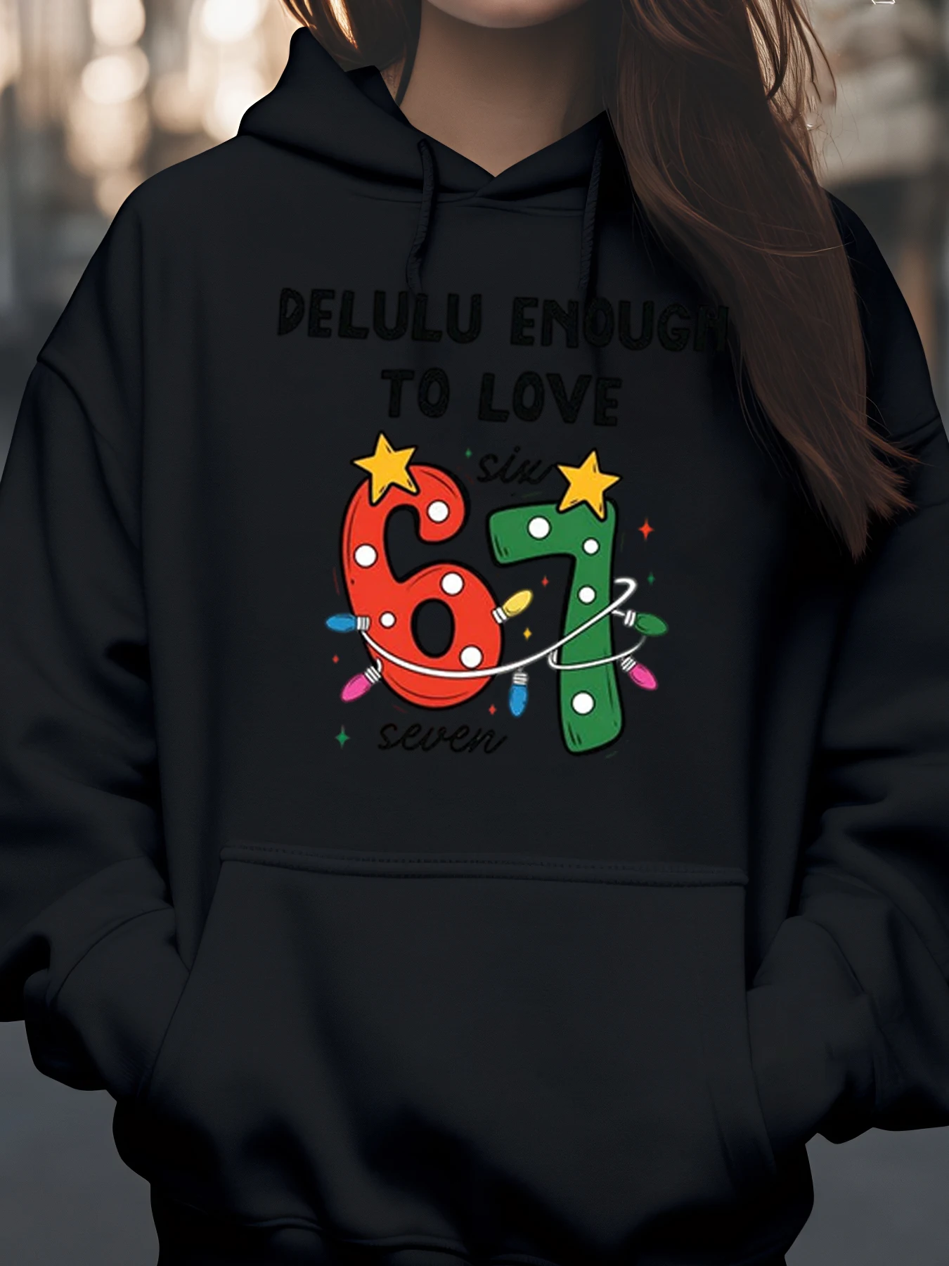 

Рождественская толстовка с капюшоном Delulu Enough to Love Six Seven, праздничная одежда для женщин