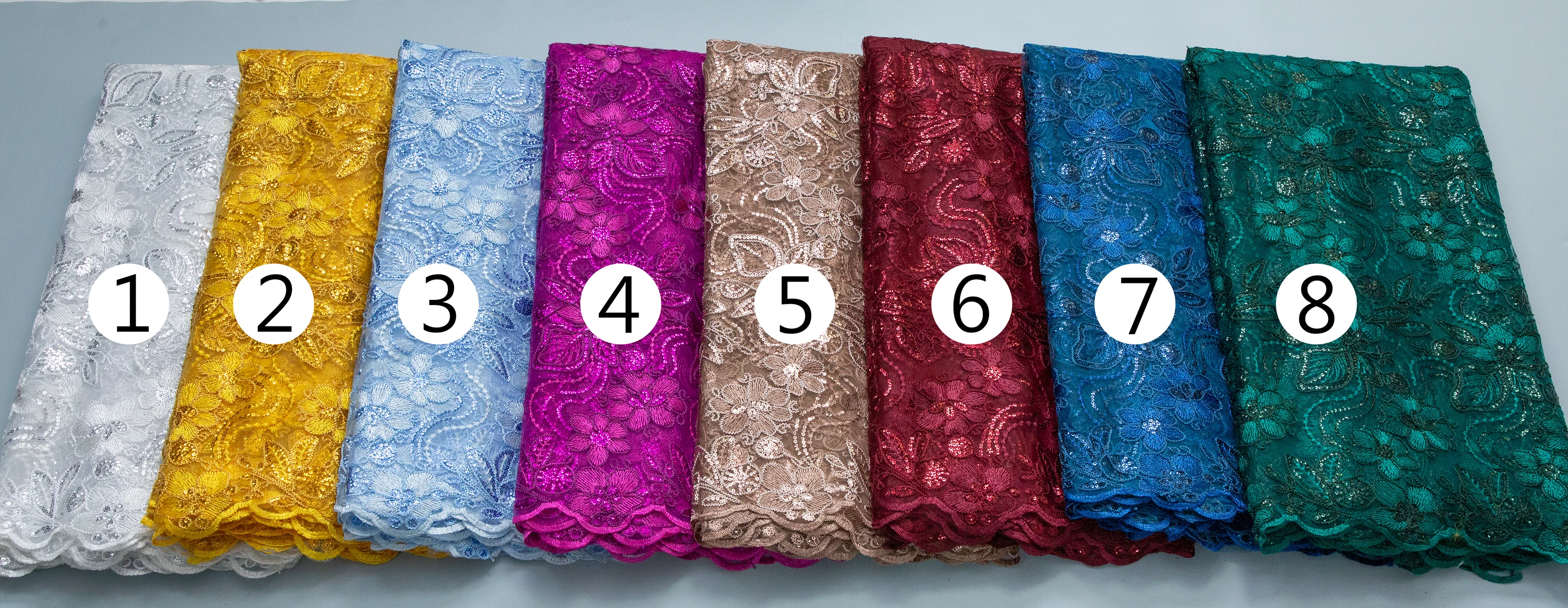 Latest French Lace Fabric 2024 High Quality 5 Yards Sequins African Mesh Tulle Lace Fabric Nigerian Party Dress for Women A3940