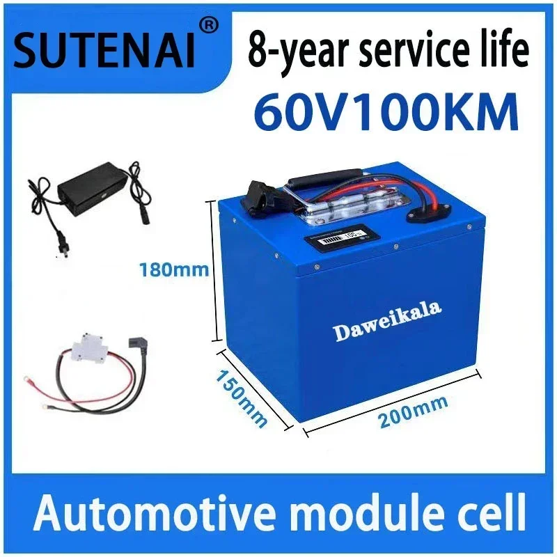 Batterie au lithium pour véhicule électrique, super capacité, 72V, 48V, 60V, 100km, moto électrique, tricycle