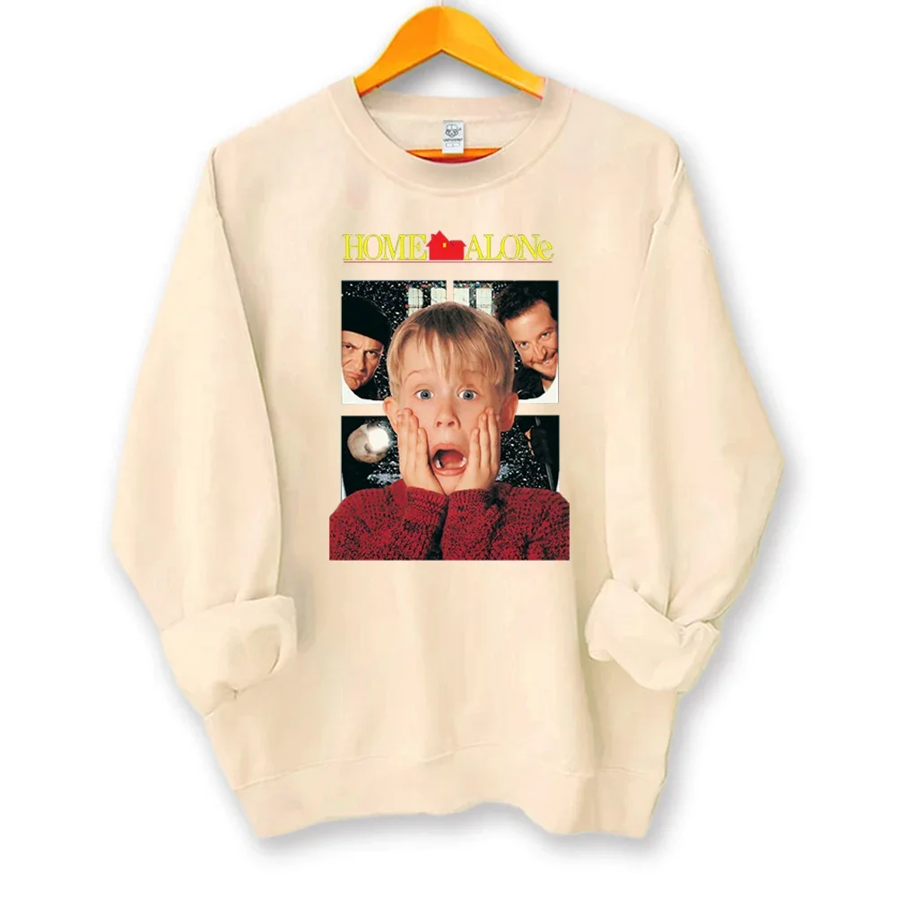 เสื้อฮู้ดดี้ลายหนังโฮมอโลนคริสต์มาส สไตล์ Y2K ตลกๆ สำหรับผู้ชายและผู้หญิง เสื้อฮู้ดดี้คอกลม แนวตลกๆ สำหรับฤดูใบไม้ร่วง มีหลายสี