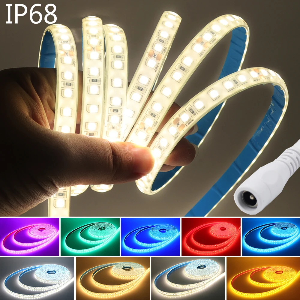 

5M 10M 15M 20M IP68 LED Strip 2835 24V 120LEDs/m Waterproof Outdoor Lamp Strip Red Ice Blue Green White Pink Flexible Light Bar