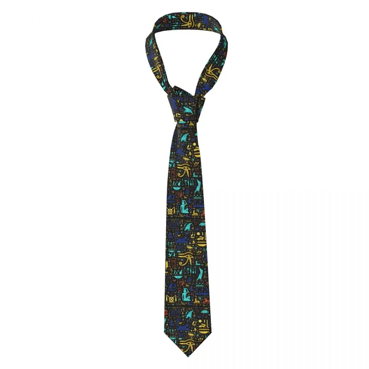 Custom Ancient Egyptian Hieroglyphs Neck Ties Men Printed Necktie Egypt Symbol Four Seasons Fashion Tie Necktie For Father's Day