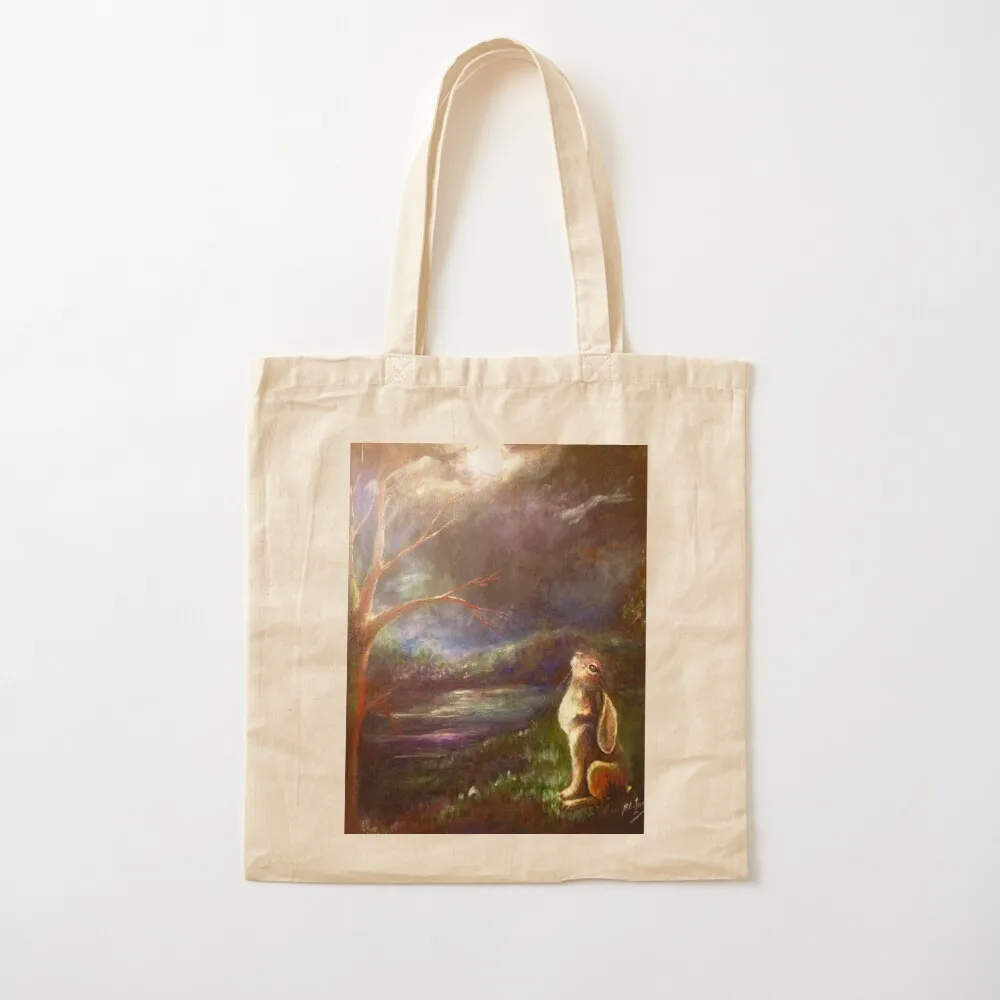 

Moon Gazing Hare Tote Bag Женская сумка-шоппер Мужская сумка Canvas Tote