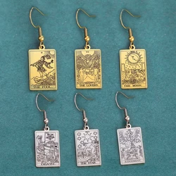 Brinco de Tarô de Aço Inoxidável para Mulheres, Amantes Jóias, Sol, Lua, Estrela, Amantes, Adivinhação, Presente do Dia dos Namorados