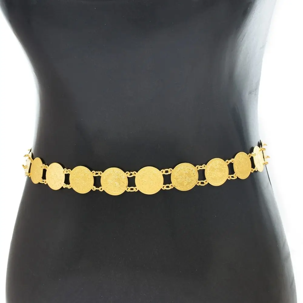 Metal Ethnic Style Belt Tassel Thailand Metal Coin Waist Chain Wrist Jewelry Hollow Out Dance Dress Belt Chains