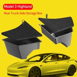 For 2024 Tesla Model 3 Highland Rear Trunk Left Side Storage Box with Cover Tail Boot Organizer Partition Decoration Accessories