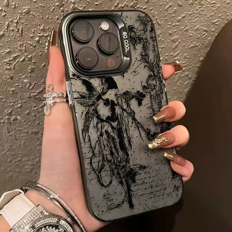 Funda de estilo gótico retro con escultura para iPhone 17 16 15 14 13 12 11 Pro Max Air 16 Plus X XS XR, cubierta trasera mate antigolpes 2