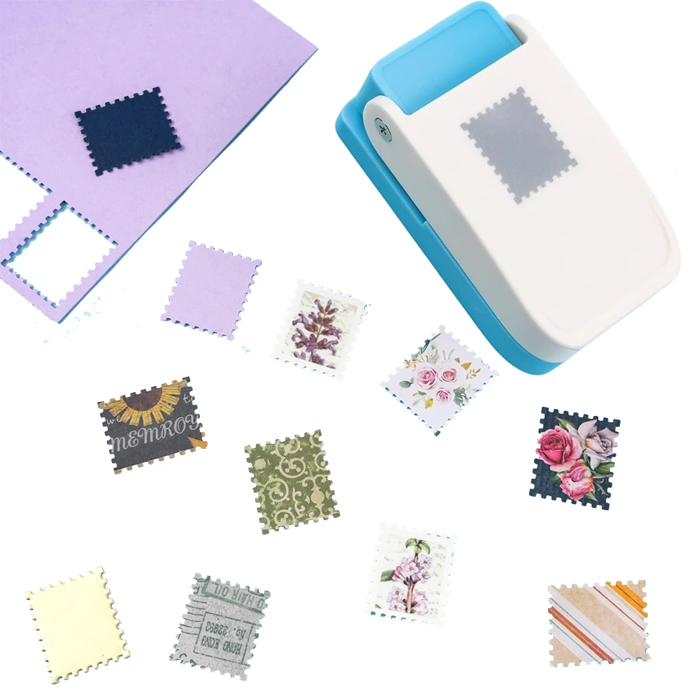 Punzón rectangular plateado/negro para sellos postales, palanca de acción, punzón artesanal para manualidades de papel, álbum de recortes, proyecto de arte DIY