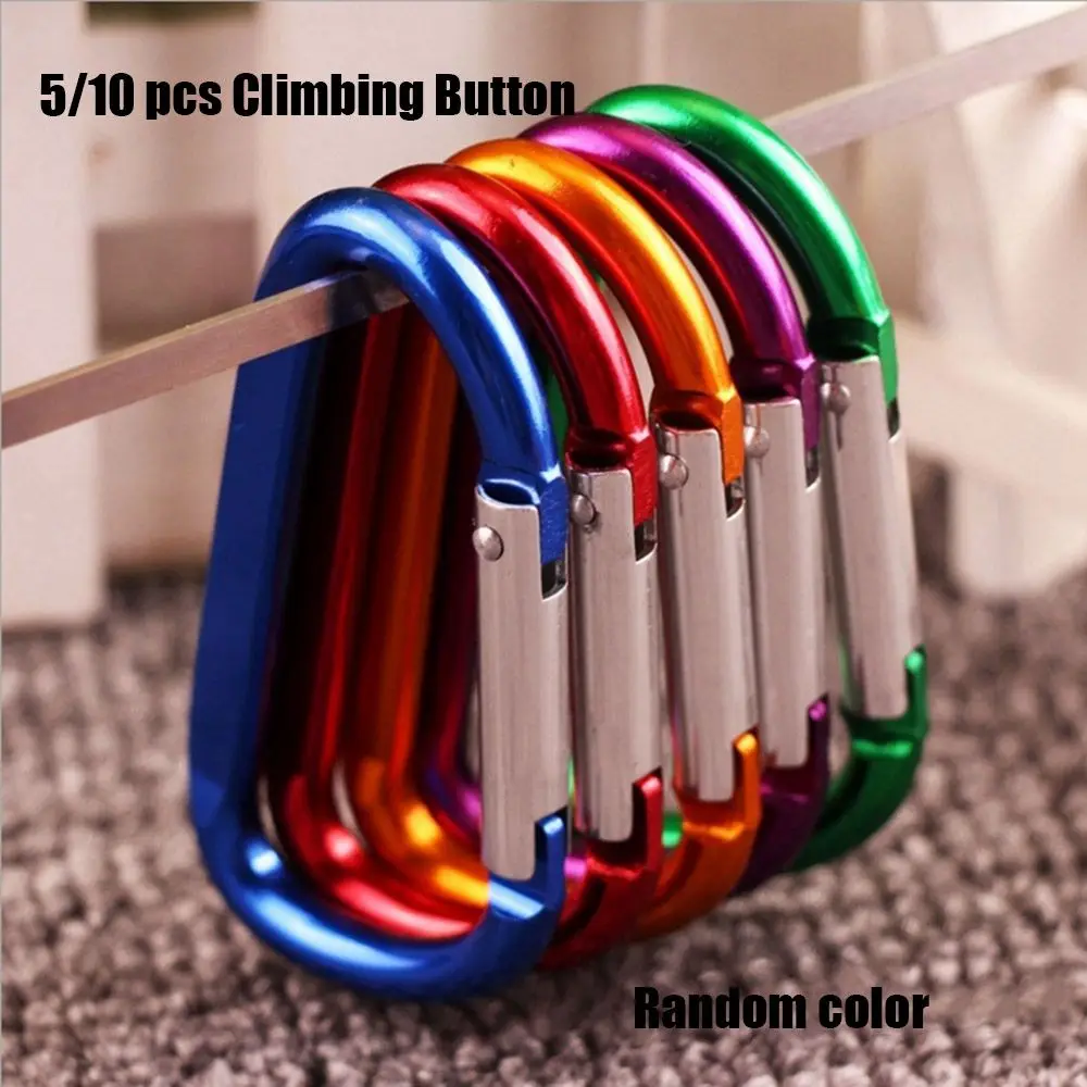 5/10Pcs Multi Colors Outdoor Sports Keychain Aluminium Alloy Random Color Bottle Buckle Climbing Button Carabiner Outdoor Tool