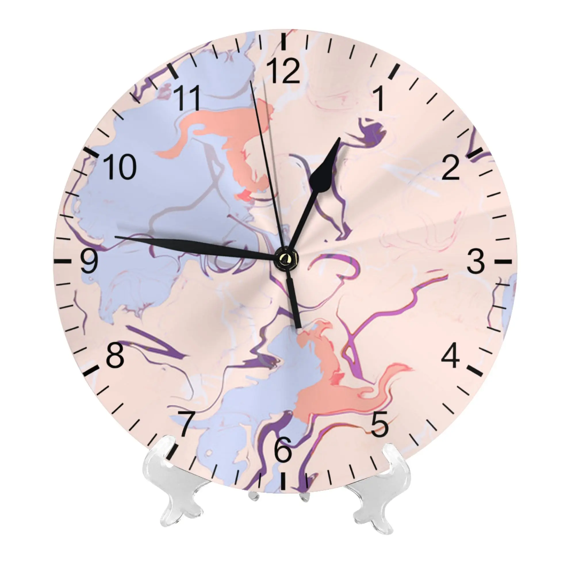 Modern Marble Abstract Round Wall Clock Silent Non-Ticking Eco-Friendly Battery Operated Decorative Desk Clock