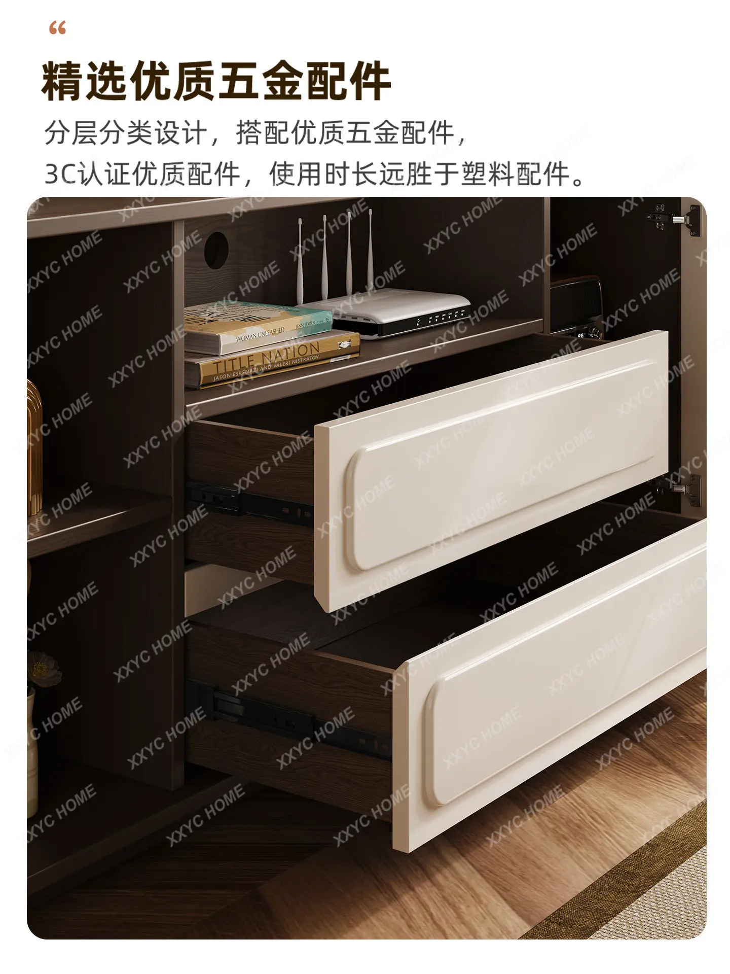 Medieval Cream Wind TV Cabinet Storage Locker Integrated Living Room Wooden Small Apartment Household Wall High Cabinet New
