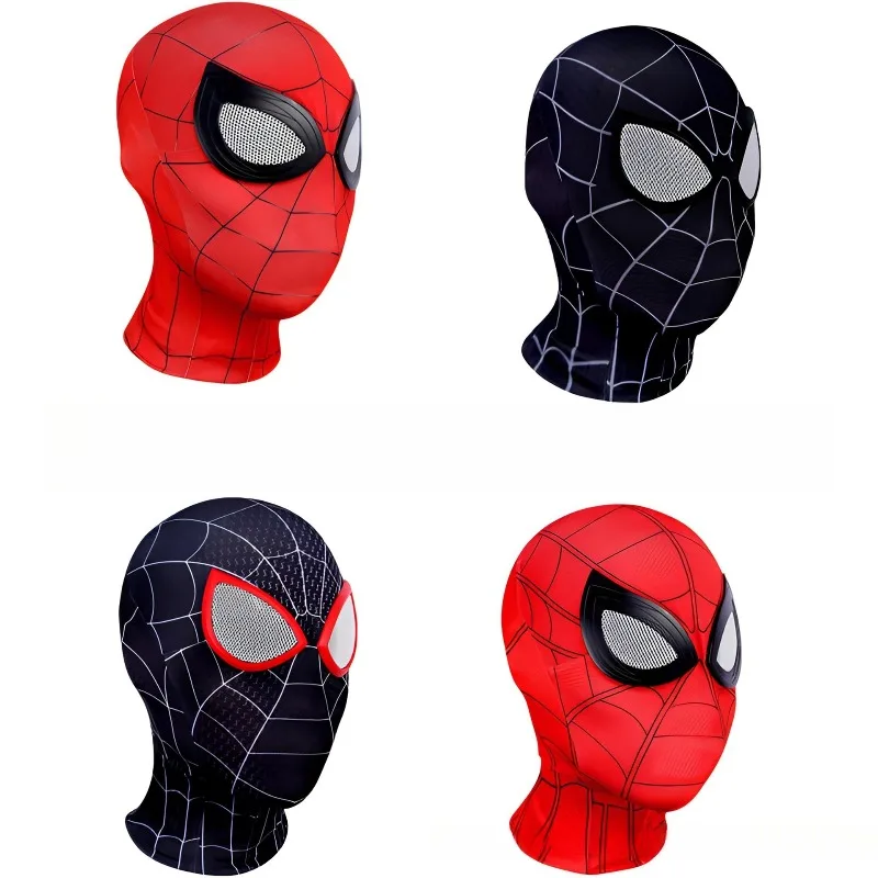 Spidey Full Head Mask for Adults Kids Miles Style Cosplay Costume Halloween Party Fun Gift with Breathable Mesh Eye Covers