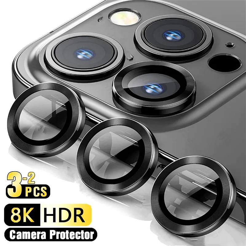 3D 곡선 강화 유리 금속 링 카메라 보호대 커버, 후면 렌즈 필름 보호 캡, 아이폰 16 프로 맥스 15 14 13 16 프로 플러스