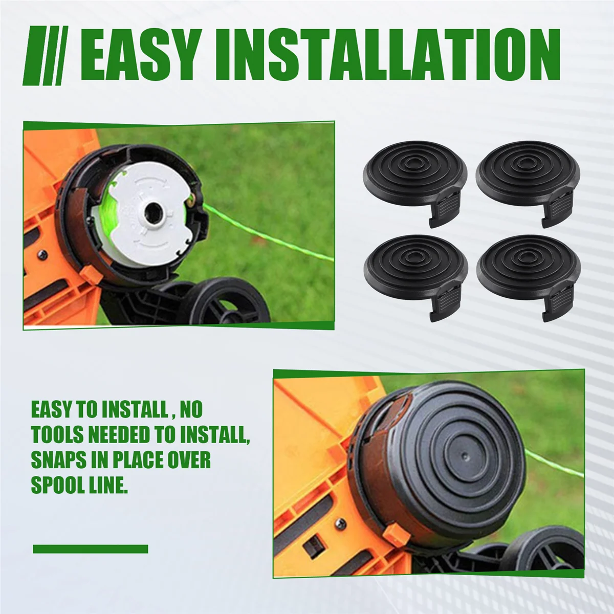

ABKM 4Pcs WA0037 Spool Cap Cover, Replacement Spool Caps for Worx WG184 WG168 WG190 WG191 Weed Eater Electric String Trimmers