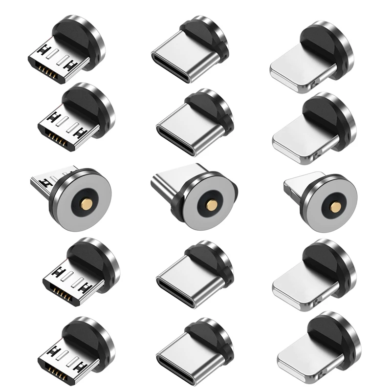 15PCS Pack Magnetic Cable Tips For Type C Micro USB IOS Plugs Fast Charging Adapter Replacement Charger Plug For iPhone