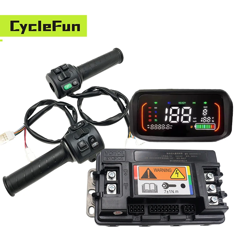 

Votol 800W-2KW EM50-4 80A/170A FOC BLDC Sine Wave Controller With T08 Throttle And N7 Display For Electric Scooter Motorcycles