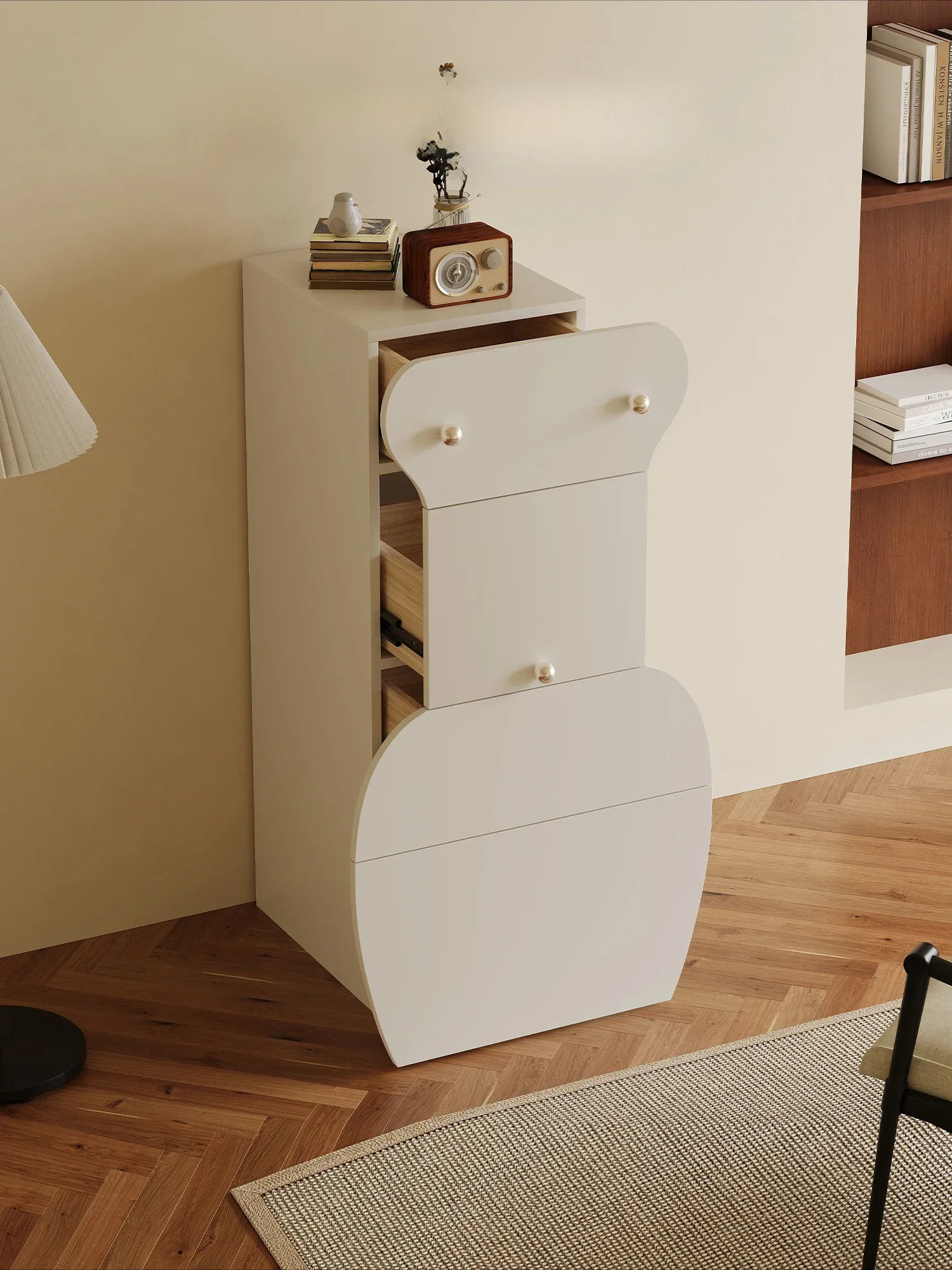 

Элитный настенный шкаф-тумба из массива дерева в кремовом стиле, дизайнерский, креативный, для гостиной и спальни