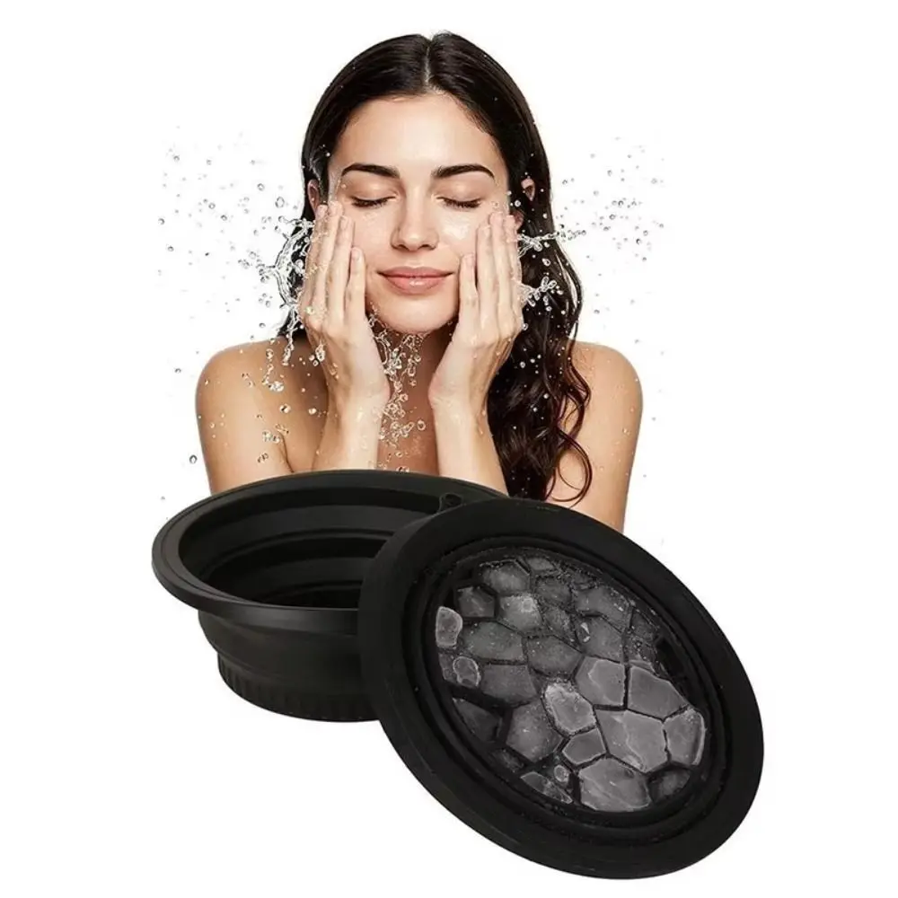 

Silicone Ice Folding Basin Built-in Ice Tray Portable Facials Plunge Washbasin Large Skin Tightening Ice Water Facials Bowl