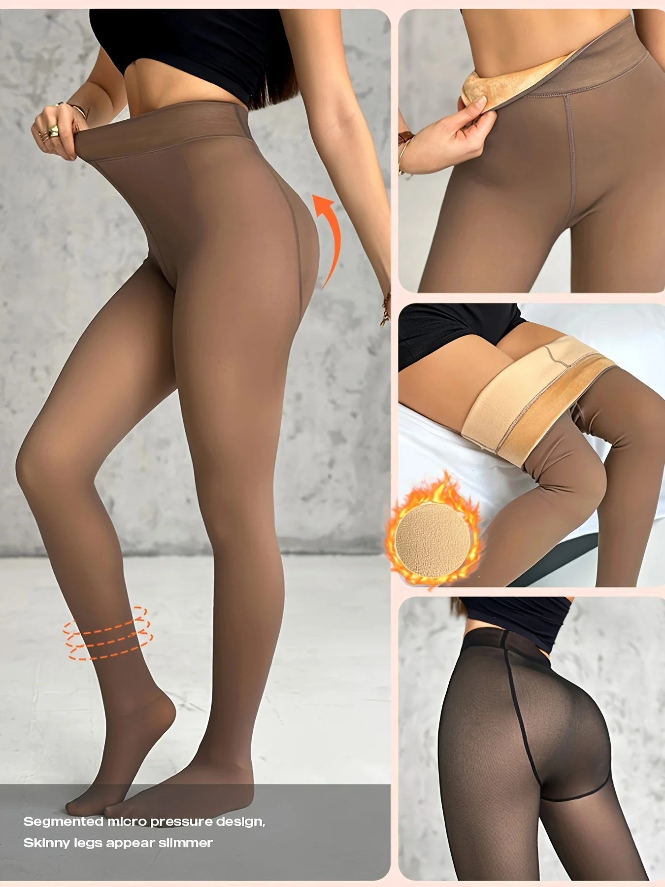 2Pcs frauen Warme Grundlegende Enge Hosen Herbst und Winter Hosen Verdickt Hohe Taille Abnehmen Strumpfhosen Fleece Schwarz Haut sexy Mädchen – Detail 12