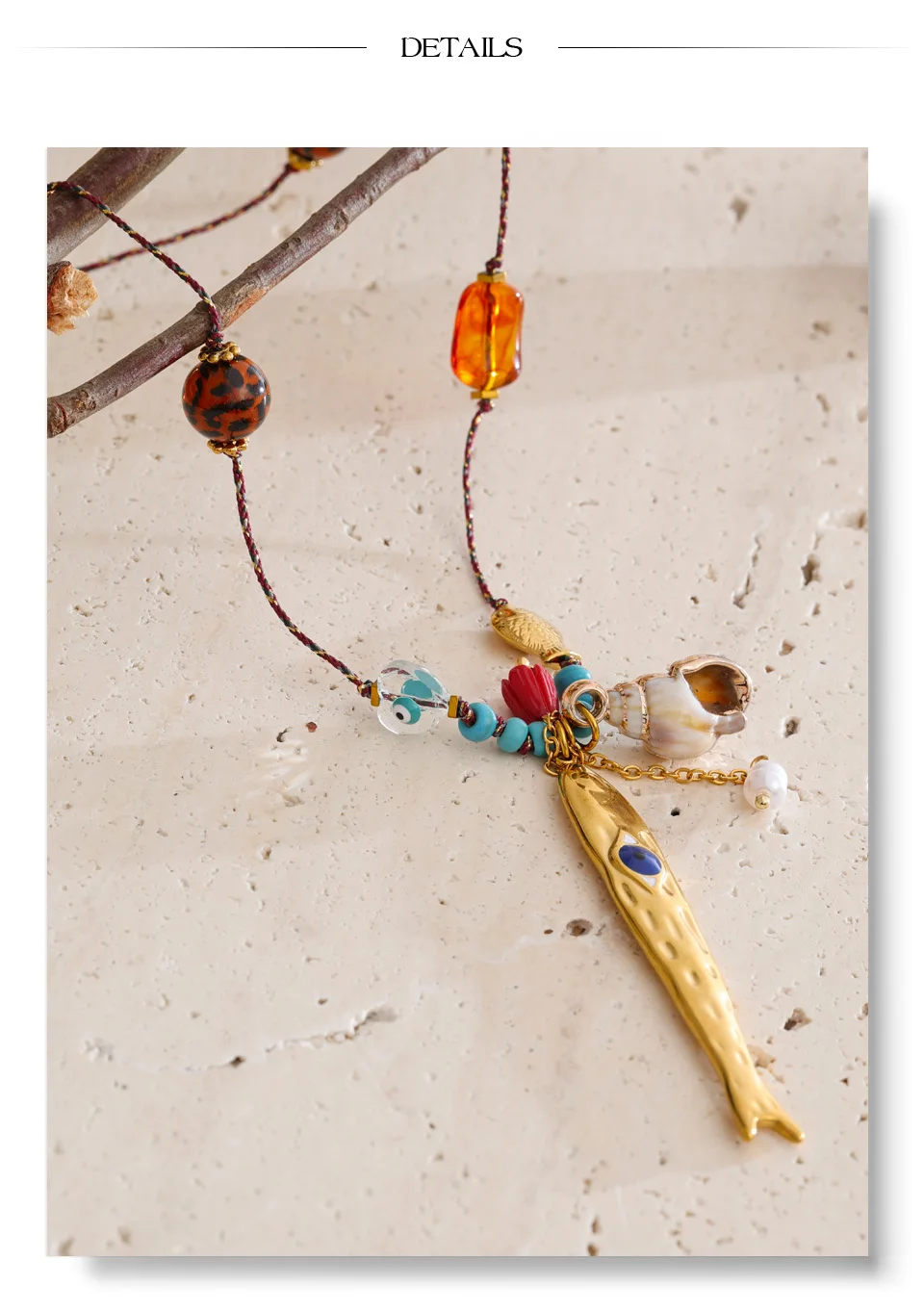 Yhpup Ocean Series Harz-Ketten-Halskette mit Fisch- und Muschel-Anhänger für Damen, Edelstahl, exklusiver Sommer-Schmuck – Detail 8