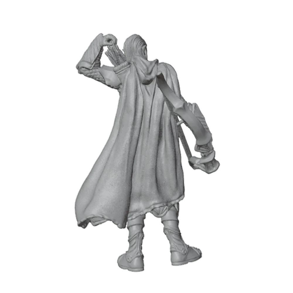 1/24 Desk ornament,Archery Elf Ranger combat pose miniature figurine resin model, 3D printed gray statue, not painted
