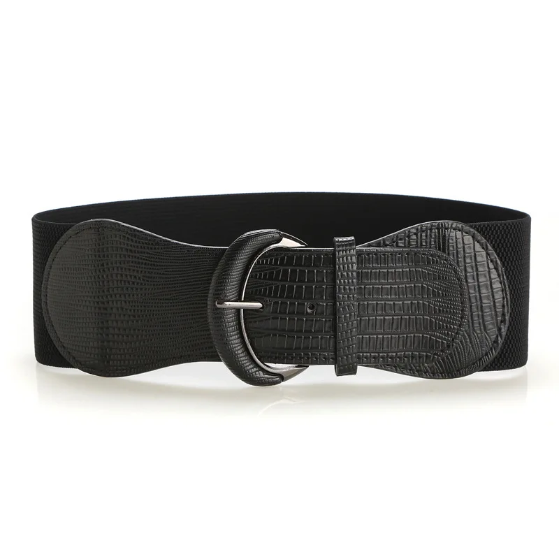New Design Women Belt Red Fashion Luxury Waist Cover Dress Leather BucklePrint Cartoon Pattern Elastic Wide Clothing Accessories