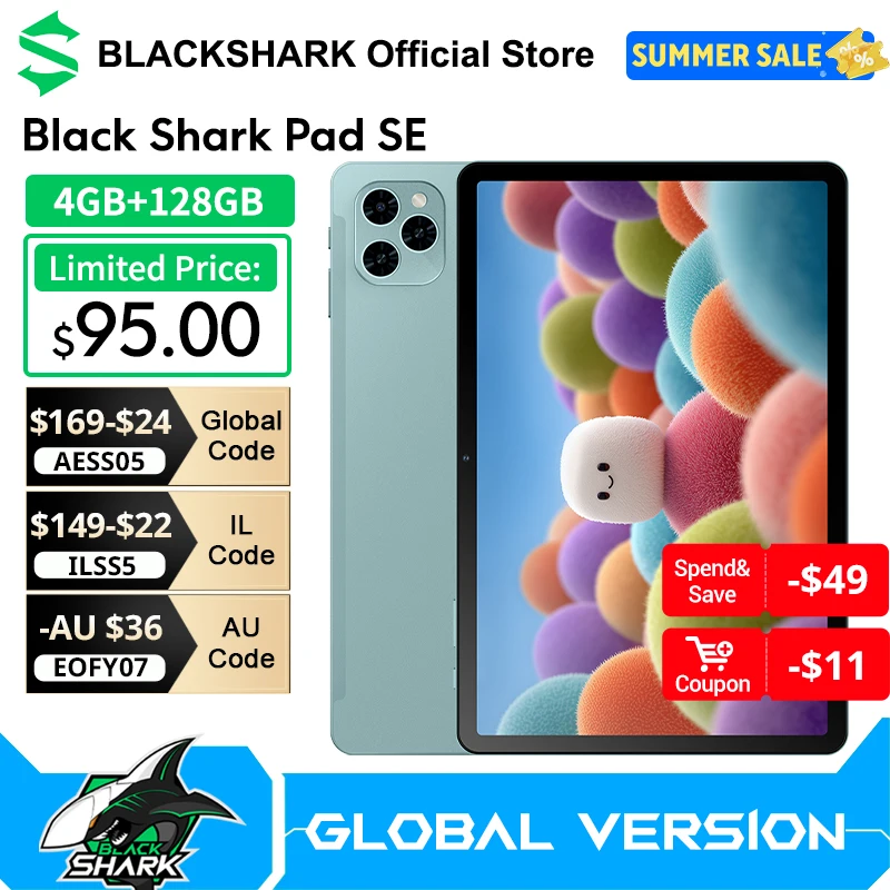 Black Shark Pad SE 4G LTE/WiFi 10.1’’ HD 60Hz Display Mediatek Helio G85 | 6600mAh/10w Fast Charge 8MP+5MP Camera Global version
